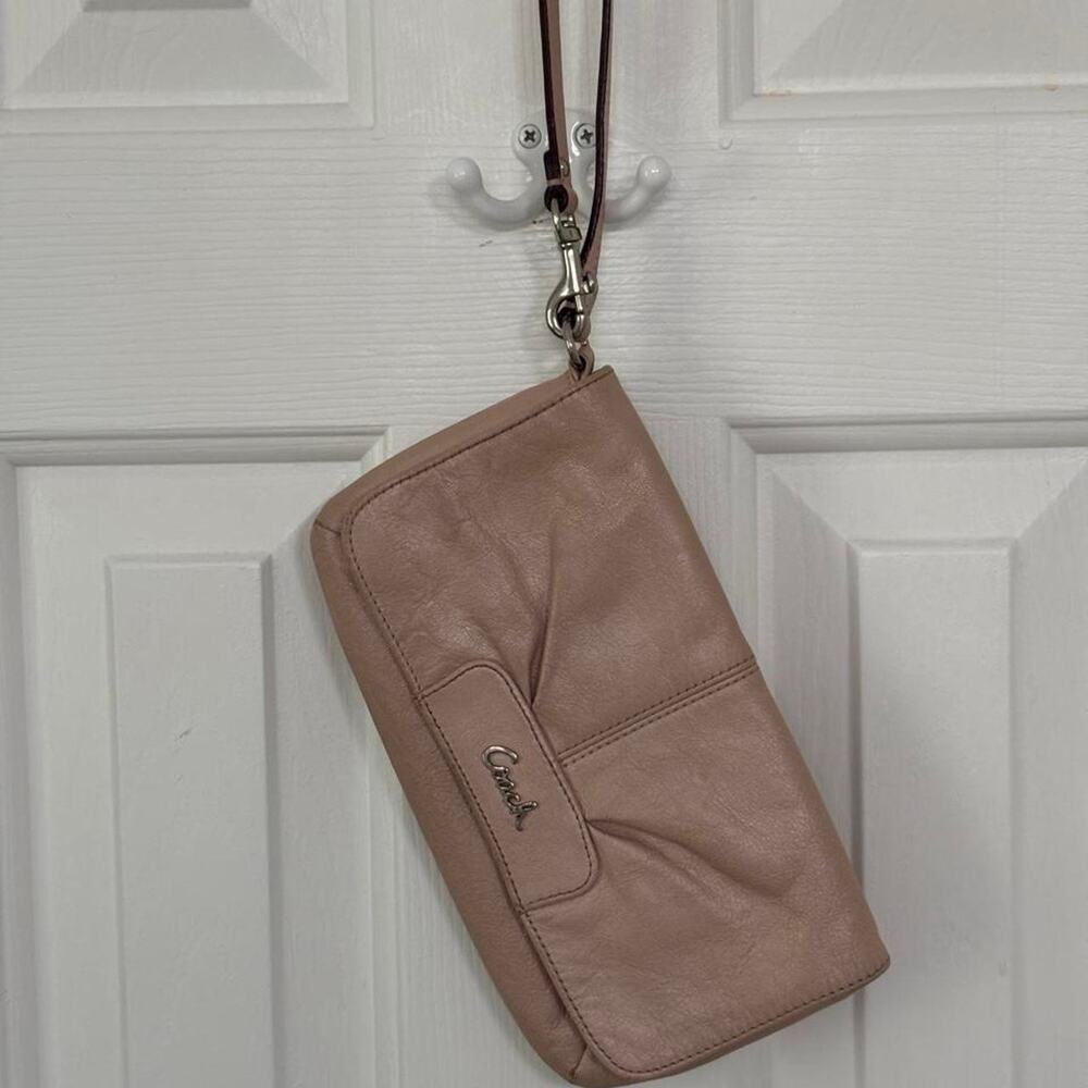Coach blush pink leather clutch